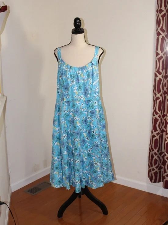 Disney, Torrid Alice in Wonderland Aqua Blue Floral Strappy Dress - Picture 1 of 11